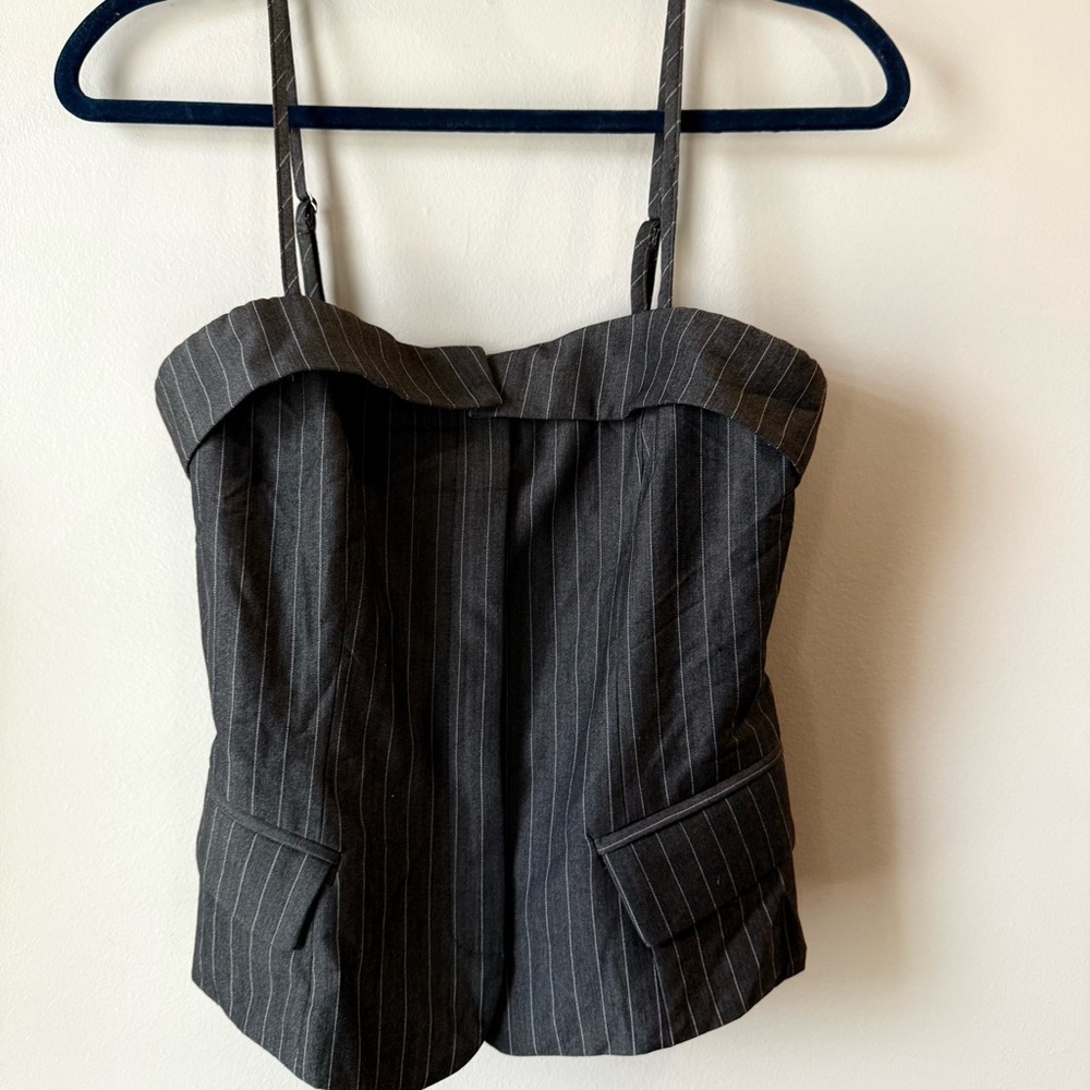 Olia Black Pinstripe Bustier Top size small